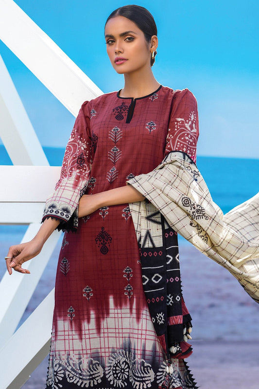 Alkaram - 3 Pc Printed Lawn Suit With Jacquard Net Dupatta