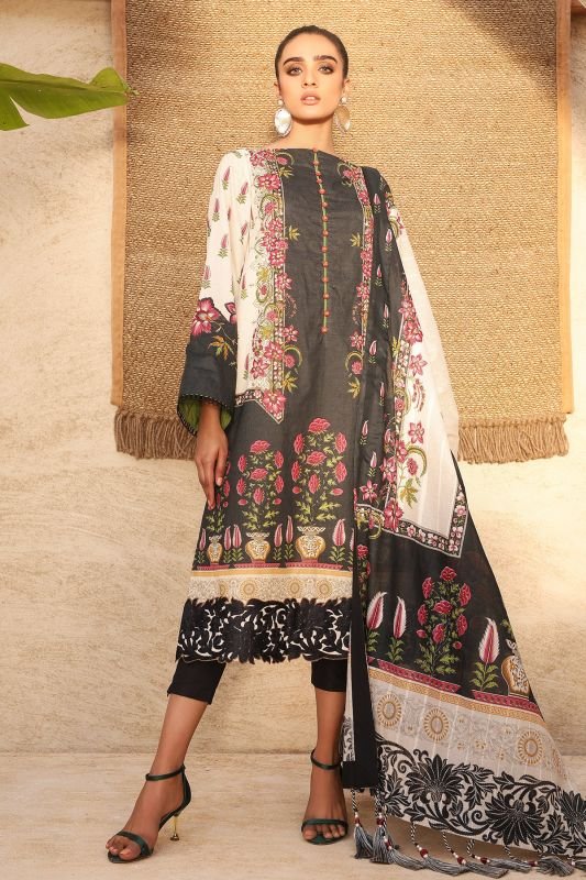 Alkaram - Three Piece Embroidered Suit With Brochia Dupatta