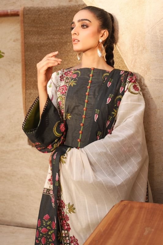 Alkaram - Three Piece Embroidered Suit With Brochia Dupatta