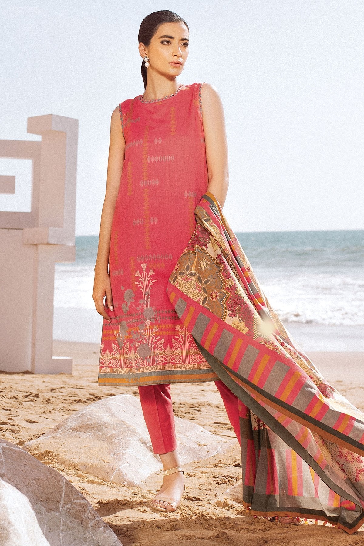 Alkaram - 2 Pc Printed Lawn Suit With Lawn Dupatta