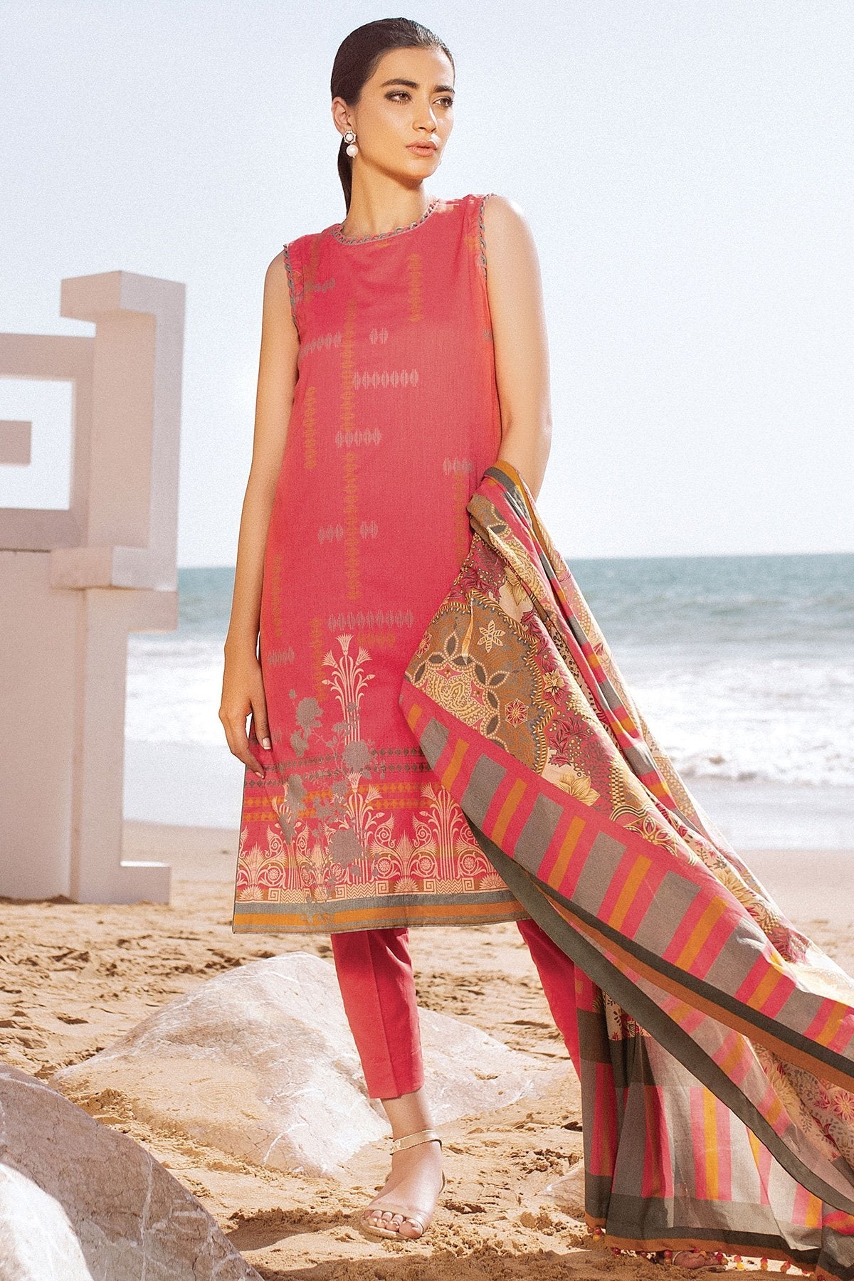 Alkaram - 2 Pc Printed Lawn Suit With Lawn Dupatta