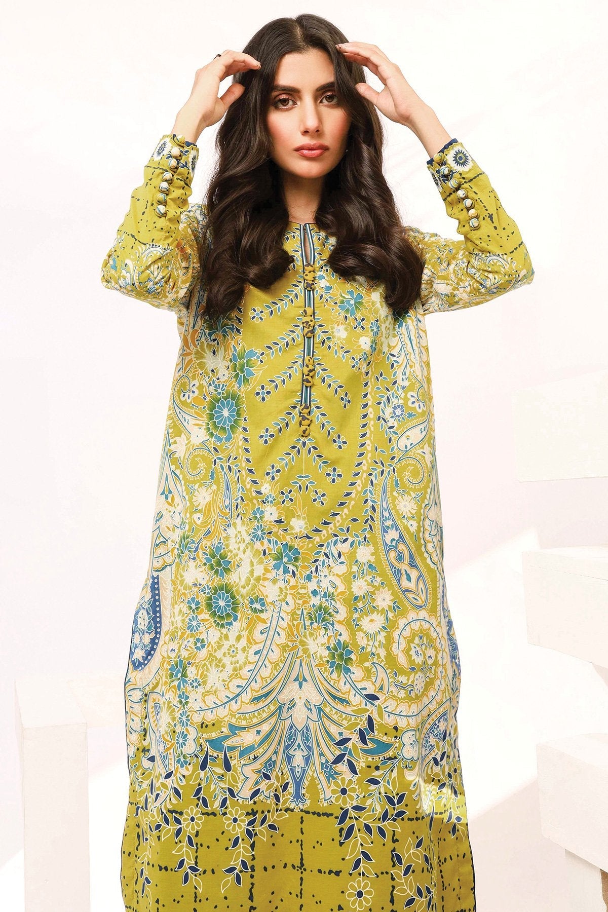 Alkaram - 2 Pc Printed Lawn Suit With Cambric Trouser