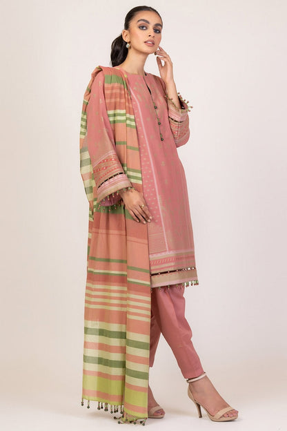 Alkaram - 3 Pc Printed Jacquard Suit With Yarn Dyed Dupatta