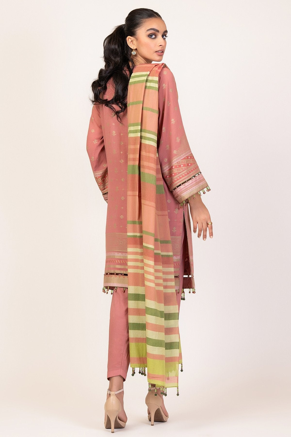 Alkaram - 3 Pc Printed Jacquard Suit With Yarn Dyed Dupatta