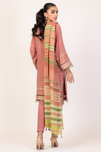 Alkaram - 3 Pc Printed Jacquard Suit With Yarn Dyed Dupatta