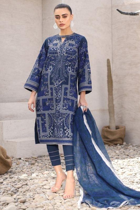 Alkaram - Three Piece Printed Suit With Fancy Net Dupatta