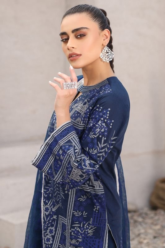 Alkaram - Three Piece Printed Suit With Fancy Net Dupatta