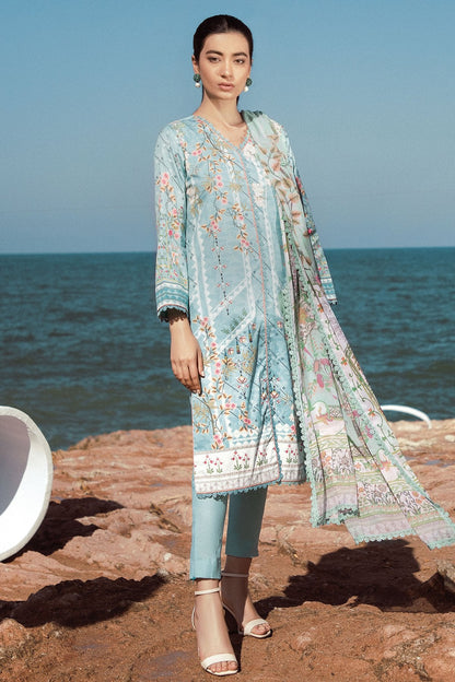 Alkaram - 3 Pc Printed Cotton Satin Suit With Silk Dupatta