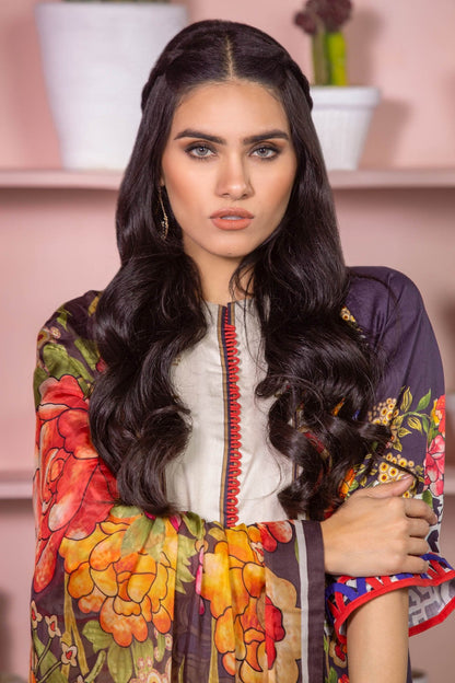 Alkaram - 3 Piece Printed Cotton Satin Suit With Digital Silk Dupatta