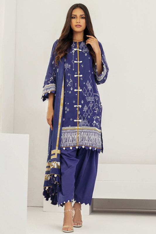 2 Pc Printed Lawn Suit With Cotton Net Dupatta