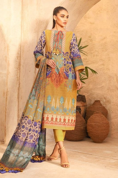 Alkaram - Three Piece Printed Suit With Voile Dupatta