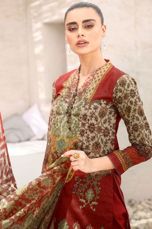 Alkaram - Three Piece Printed Suit With Voile Dupatta