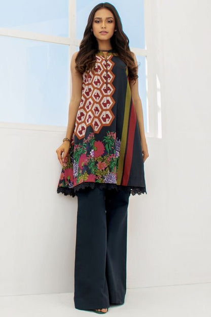 Alkaram - 2 Pc Printed Lawn Suit With Cambric Trouser