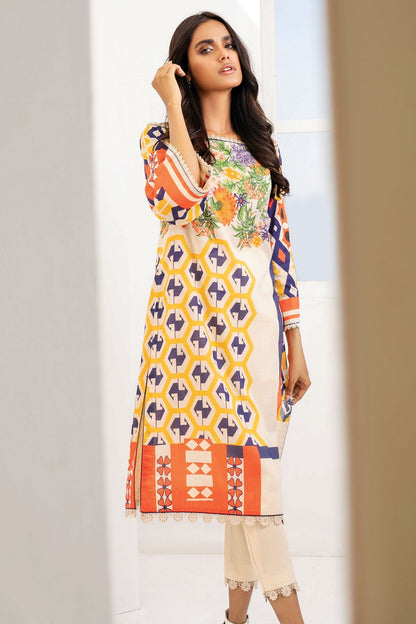 Alkaram - 2 Pc Printed Lawn Suit With Cambric Trouser