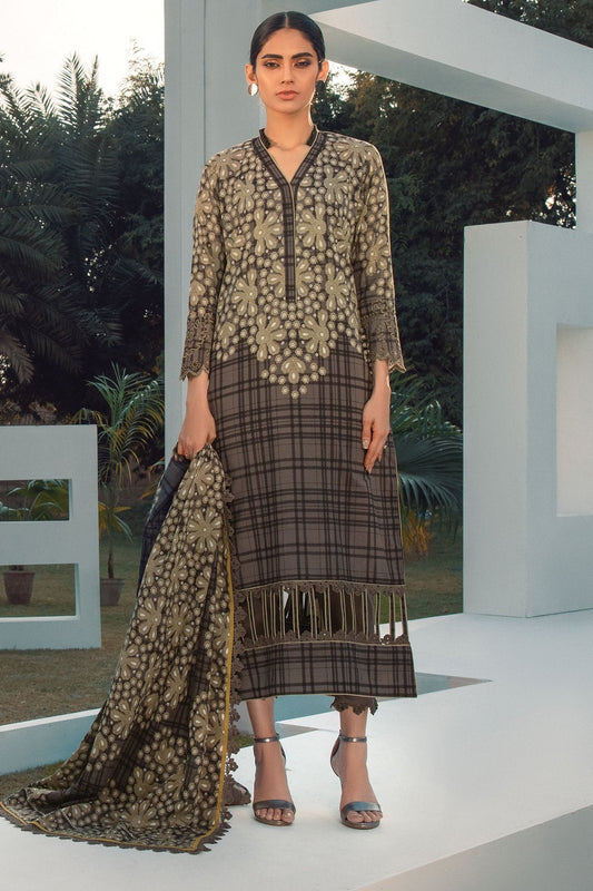 3 Pc Embroidered Lawn Suit With Printed Lawn Dupatta