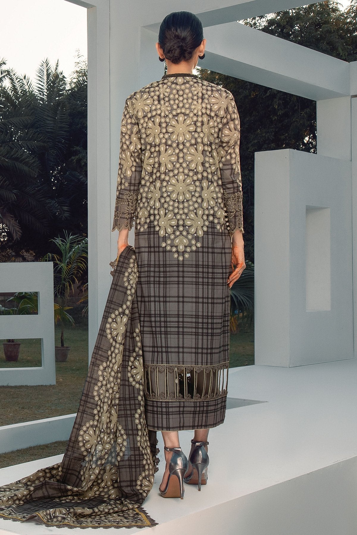 Alkaram - 3 Pc Embroidered Lawn Suit With Printed Lawn Dupatta