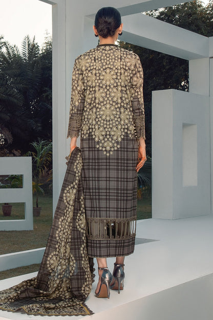 Alkaram - 3 Pc Embroidered Lawn Suit With Printed Lawn Dupatta
