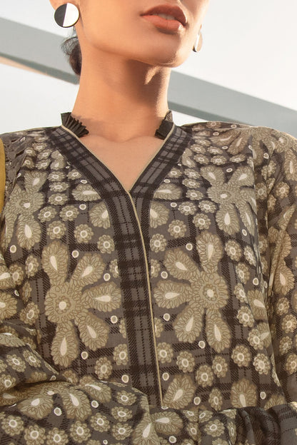 Alkaram - 3 Pc Embroidered Lawn Suit With Printed Lawn Dupatta