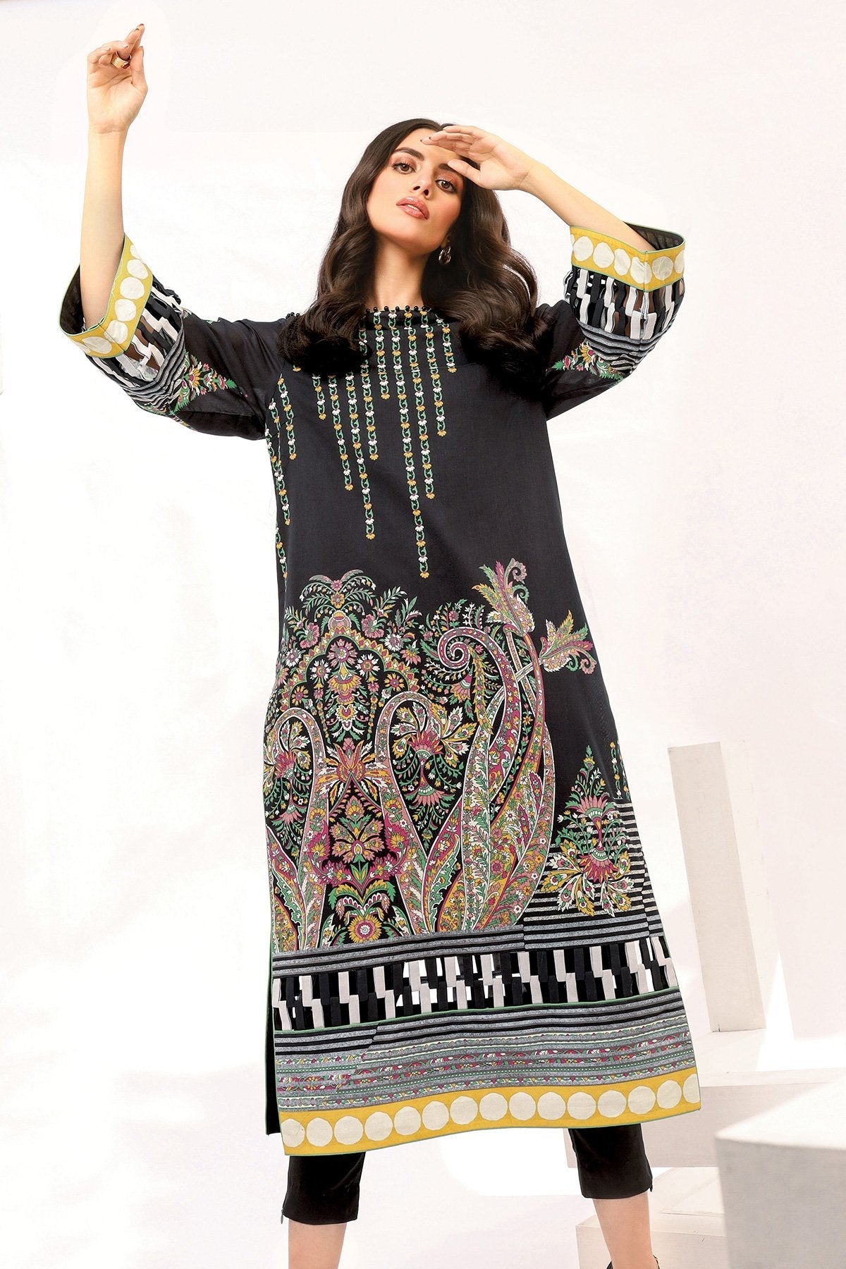 Alkaram - 2 Pc Printed Lawn Suit With Cambric Trouser