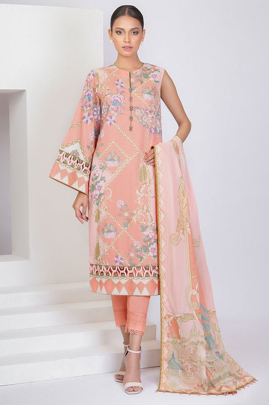 3 Pc Printed Lawn Suit With Printed Lawn Dupatta