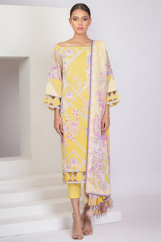 3 Pc Printed Lawn Suit With Printed Lawn Dupatta