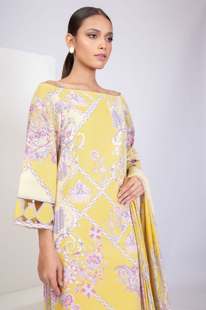 Alkaram - 3 Pc Printed Lawn Suit With Printed Lawn Dupatta