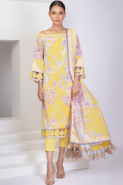 Alkaram - 3 Pc Printed Lawn Suit With Printed Lawn Dupatta