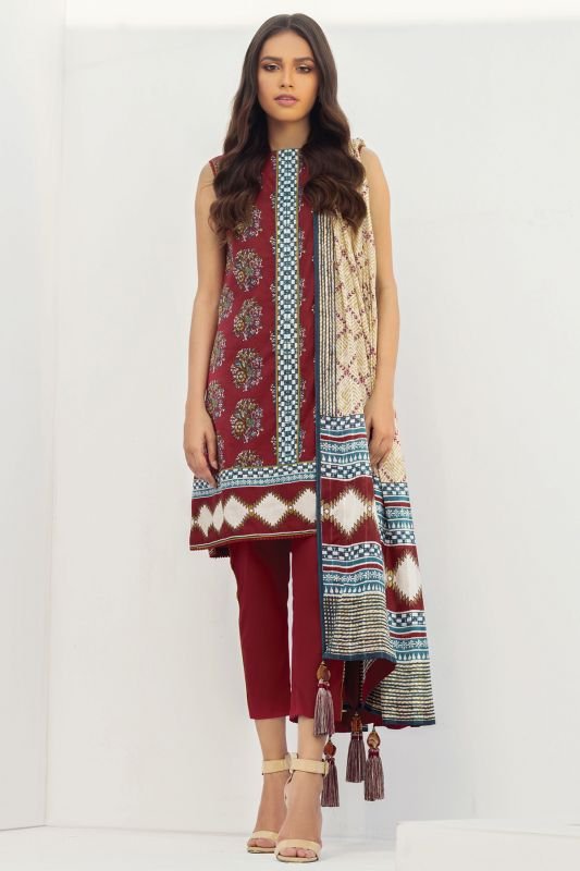 Alkaram - 2 Pc Printed Lawn Suit With Doria Dupatta
