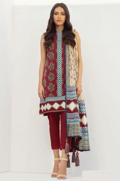 Alkaram - 2 Pc Printed Lawn Suit With Doria Dupatta