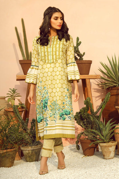 Alkaram - 2 Piece Printed Lawn Suit With Printed Cambric Trouser