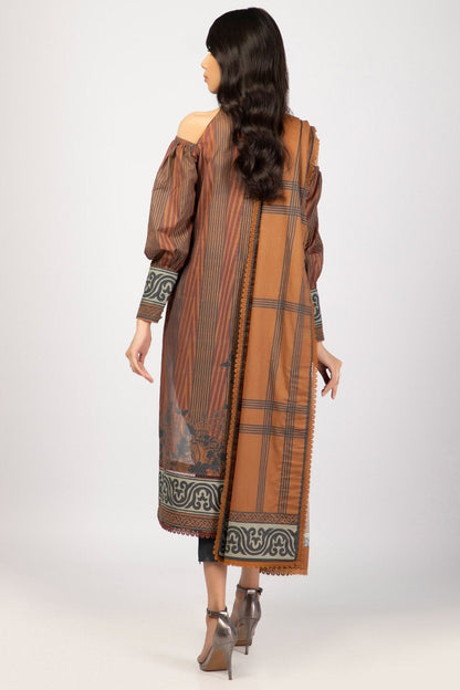 Alkaram - 3 Pc Printed Lawn Suit With Doria Dupatta
