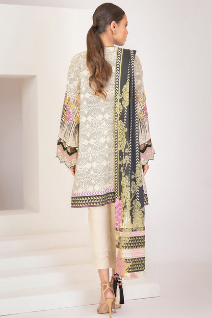 Alkaram - 3 Pc Embroidered Lawn Suit With Printed Lawn Dupatta