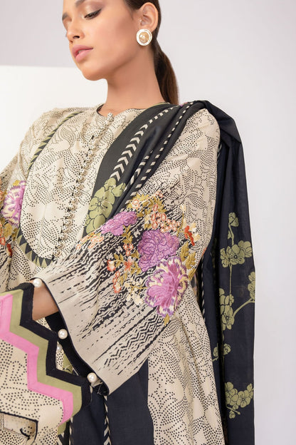 Alkaram - 3 Pc Embroidered Lawn Suit With Printed Lawn Dupatta