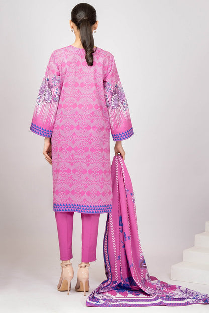 Alkaram - 3 Pc Embroidered Lawn Suit With Printed Lawn Dupatta