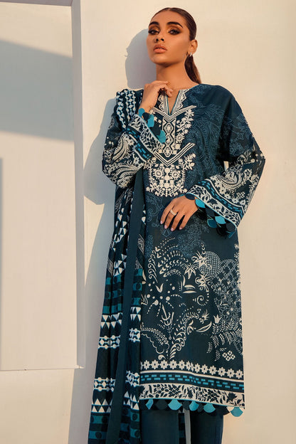 Alkaram - 3 Pc Embroidered Lawn Suit With Jacquard Net Dupatta