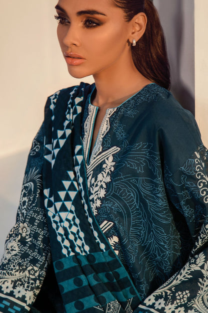Alkaram - 3 Pc Embroidered Lawn Suit With Jacquard Net Dupatta