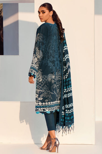 Alkaram - 3 Pc Embroidered Lawn Suit With Jacquard Net Dupatta