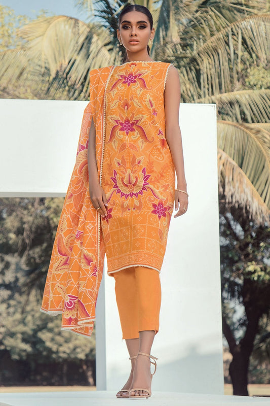 3 Pc Printed Lawn Suit With Printed Lawn Dupatta