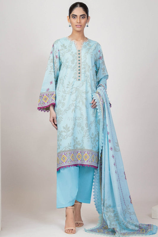 3 Pc Printed Lawn Suit With Printed Lawn Dupatta