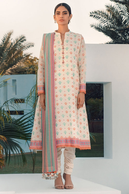 3 Pc Jacquard Suit With Yarn Dyed Dupatta