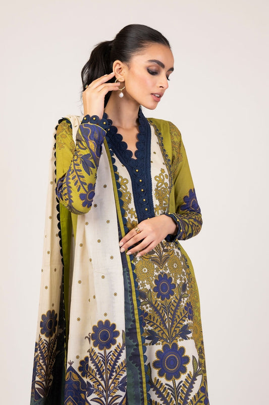 Alkaram - 3 Pc Printed Lawn Suit With Lawn Dupatta