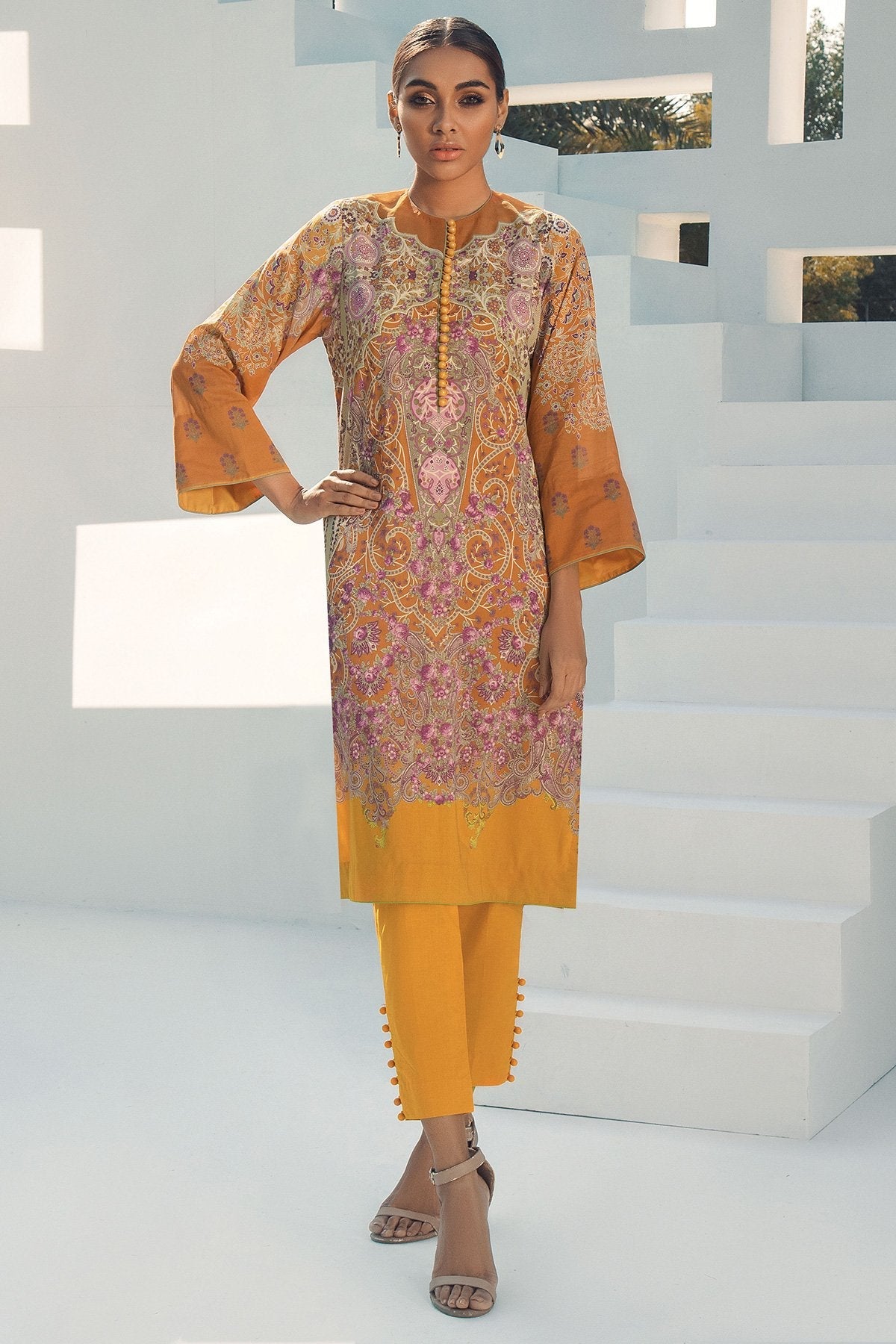 Alkaram - 2 Pc Digital Lawn Suit With Dyed Cambric Trouser