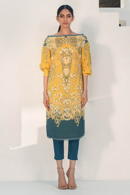 2 Pc Digital Lawn Suit With Dyed Cambric Trouser