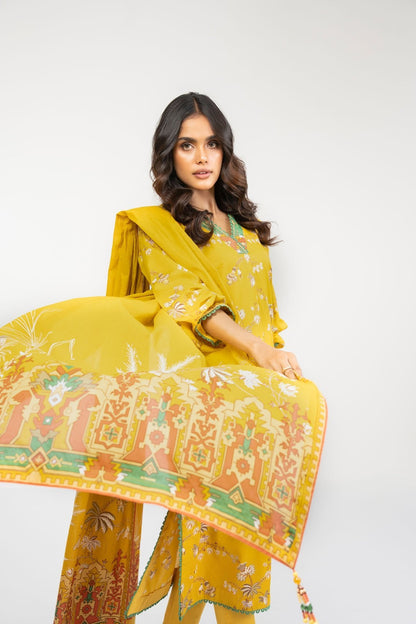 3 Pc Printed Lawn Suit With Lawn Dupatta