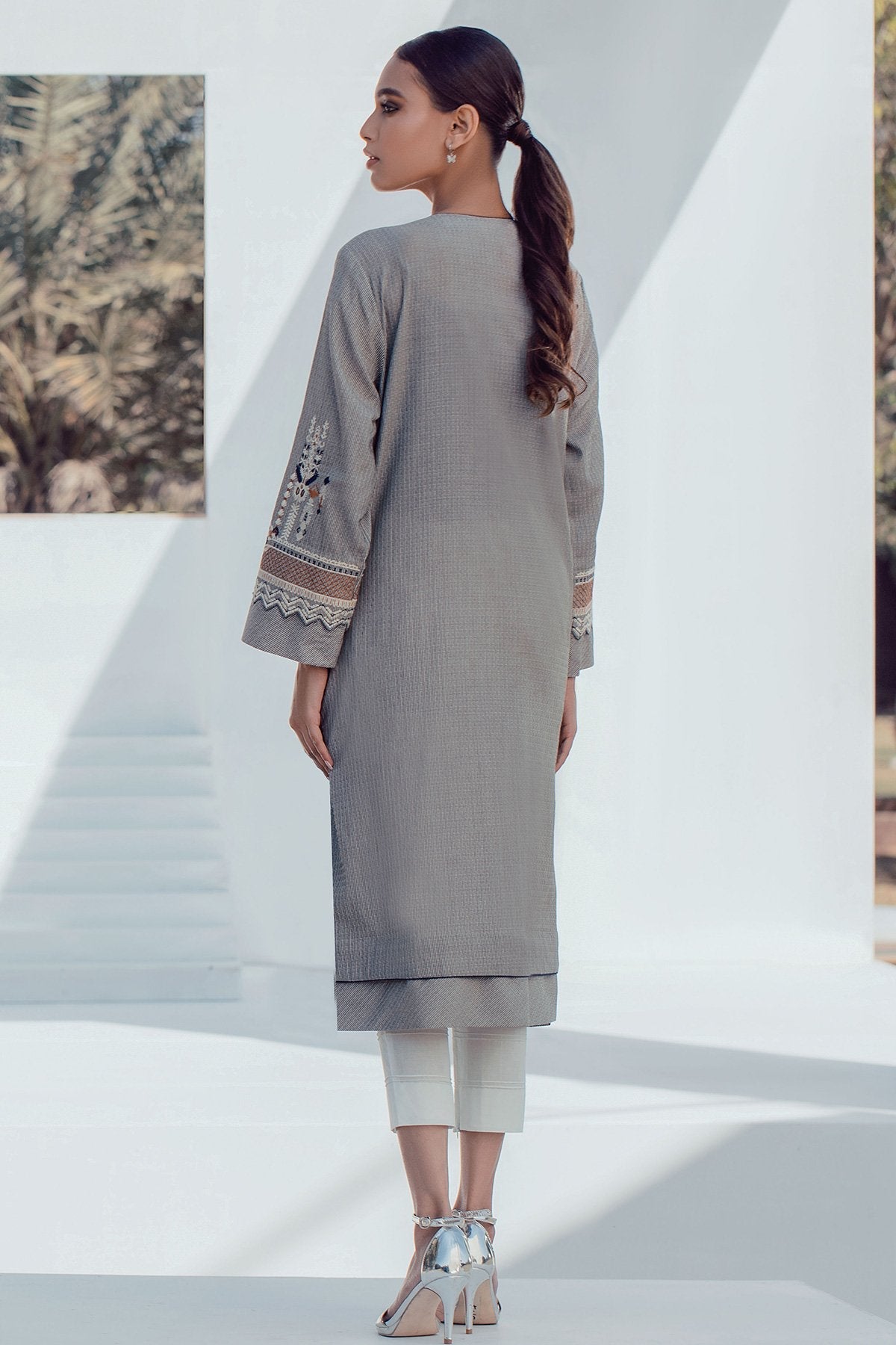 Alkaram - 1 Pc Embroidered Yarn Dyed Shirt