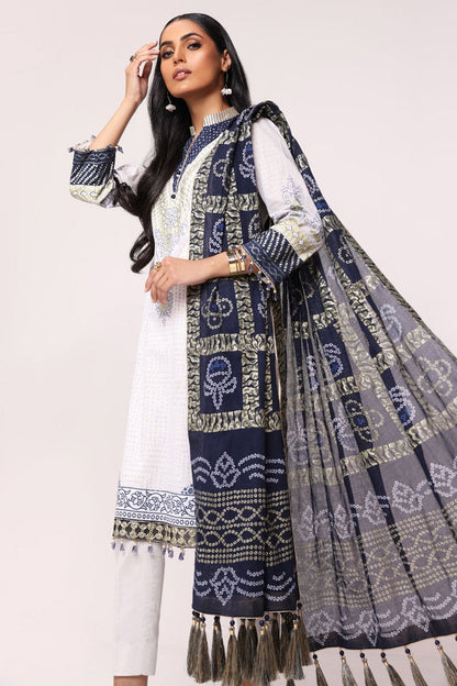 Alkaram - 3 Pc Embroidered Lawn Suit With Doria Dupatta