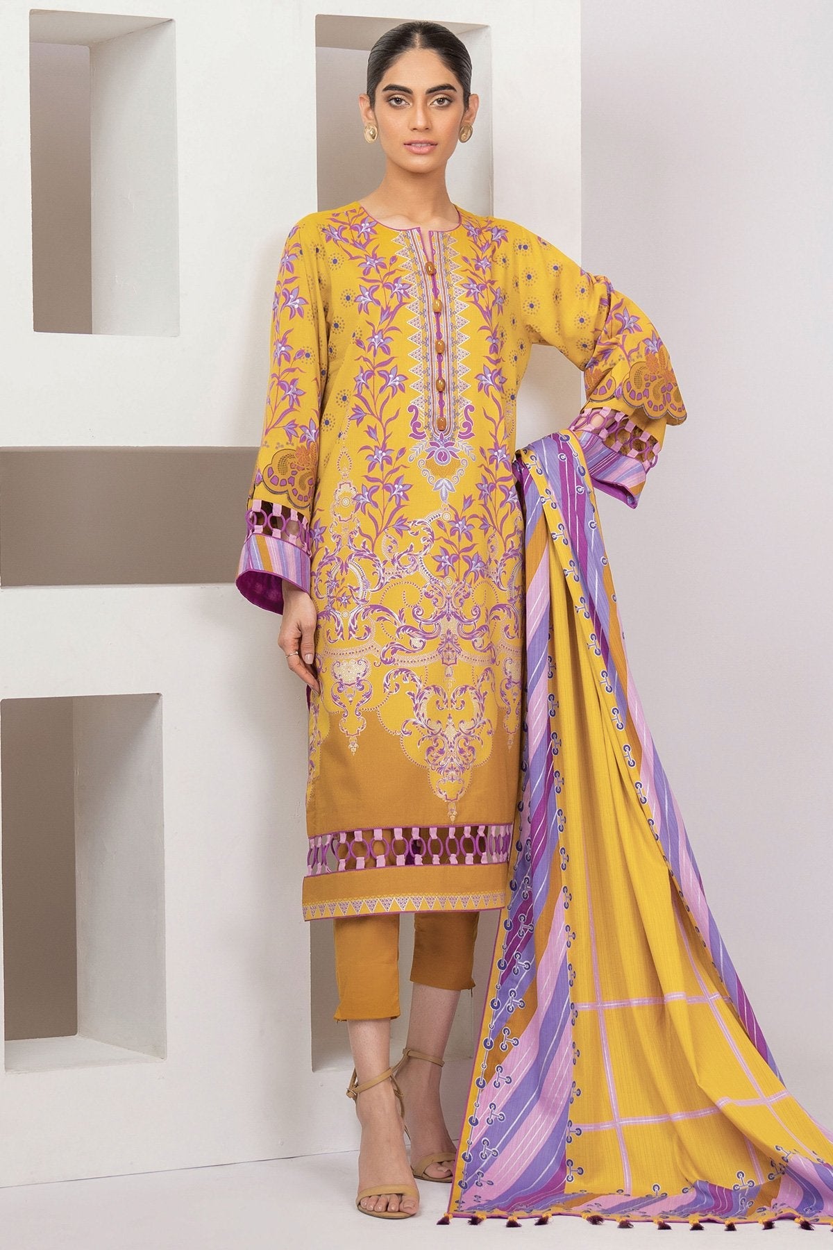 Alkaram - 2 Pc Printed Lawn Suit With Printed Doria Dupatta