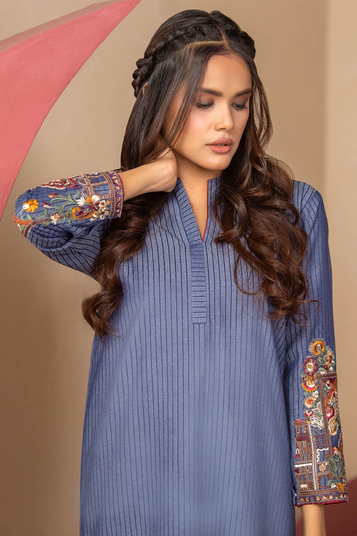 Alkaram - Embroidered Denim Shirt