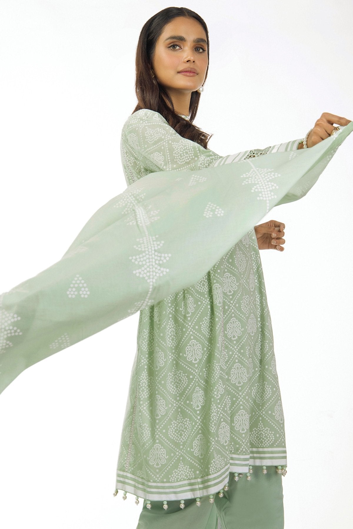 Alkaram - 3 Pc Printed Lawn Suit With Lawn Dupatta