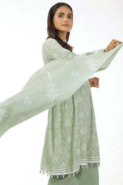 Alkaram - 3 Pc Printed Lawn Suit With Lawn Dupatta